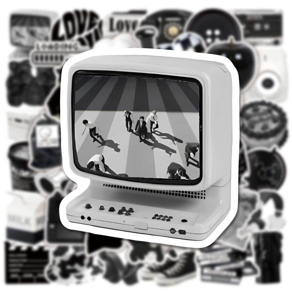 Wholesale PVC Waterproof Adhesive Black and White Graffiti Stickers